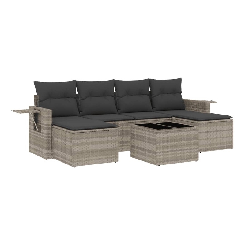 vidaXL 7 Piece Poly Rattan Sofa Set in Gray