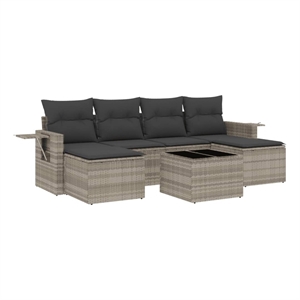 vidaXL 7 Piece Poly Rattan Sofa Set in Gray