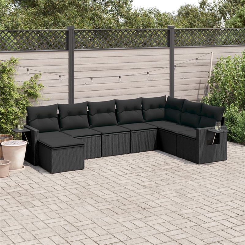 vidaXL 8 Piece Poly Rattan Sofa Set in Black