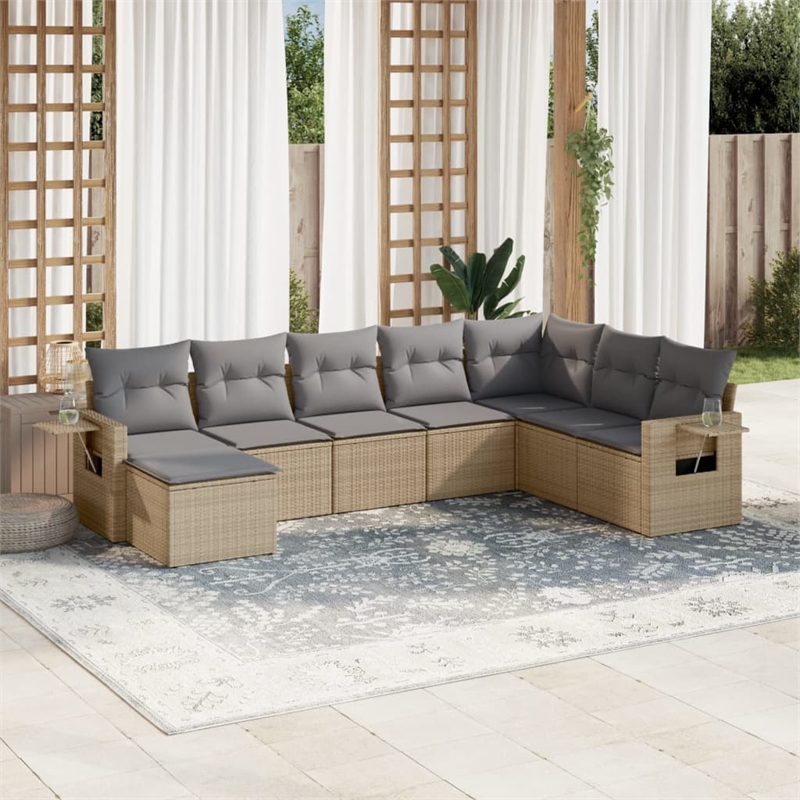 vidaXL 8 Piece Steel Sofa Set in Gray/Beige
