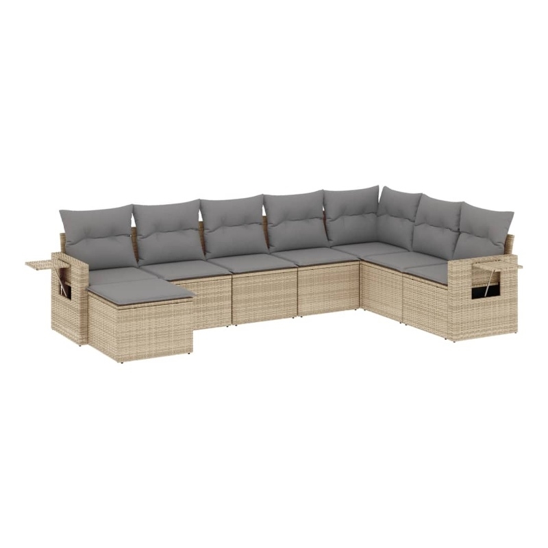vidaXL 8 Piece Steel Sofa Set in Gray/Beige