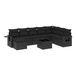 vidaXL 9 Piece Poly Rattan Sofa Set in Black
