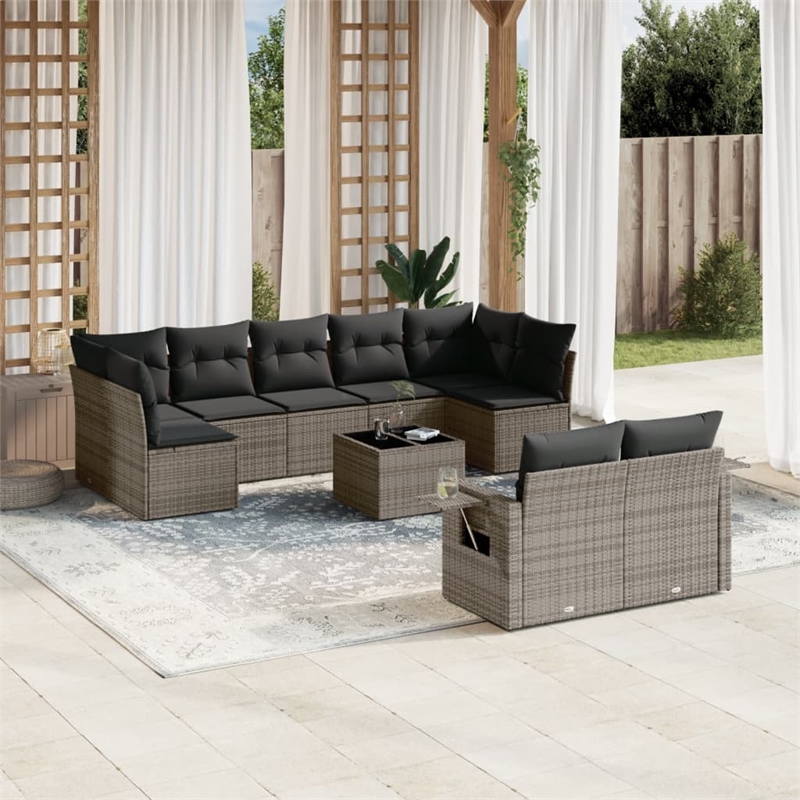 vidaXL 10 Piece Steel Sofa Set in Gray