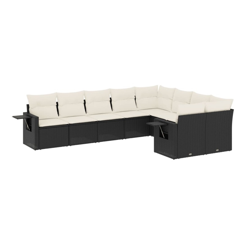 vidaXL 9 Piece Steel Large Sofa Set in Black
