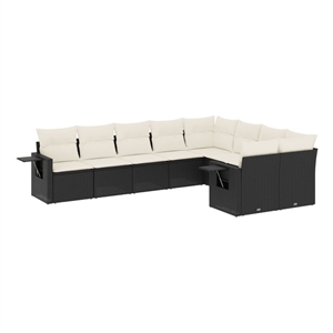 vidaXL 9 Piece Steel Large Sofa Set in Black
