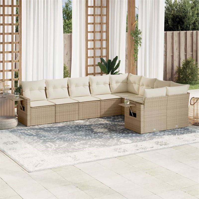 vidaXL 9 Piece Poly Rattan Patio Sofa Set