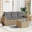vidaXL Poly Rattan Sofa Set in Beige