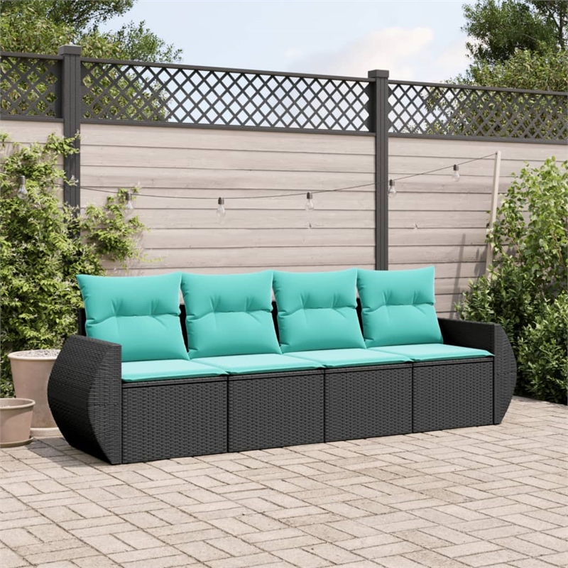 vidaXL 4 Piece Steel Sofa Set in Black