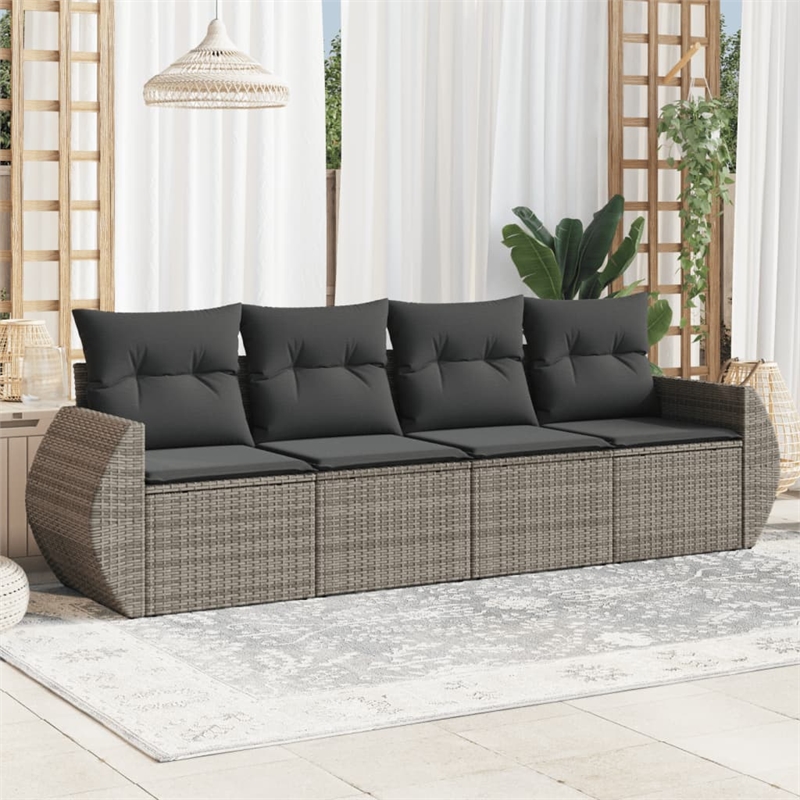 vidaXL Poly Rattan Sofa Set in Gray