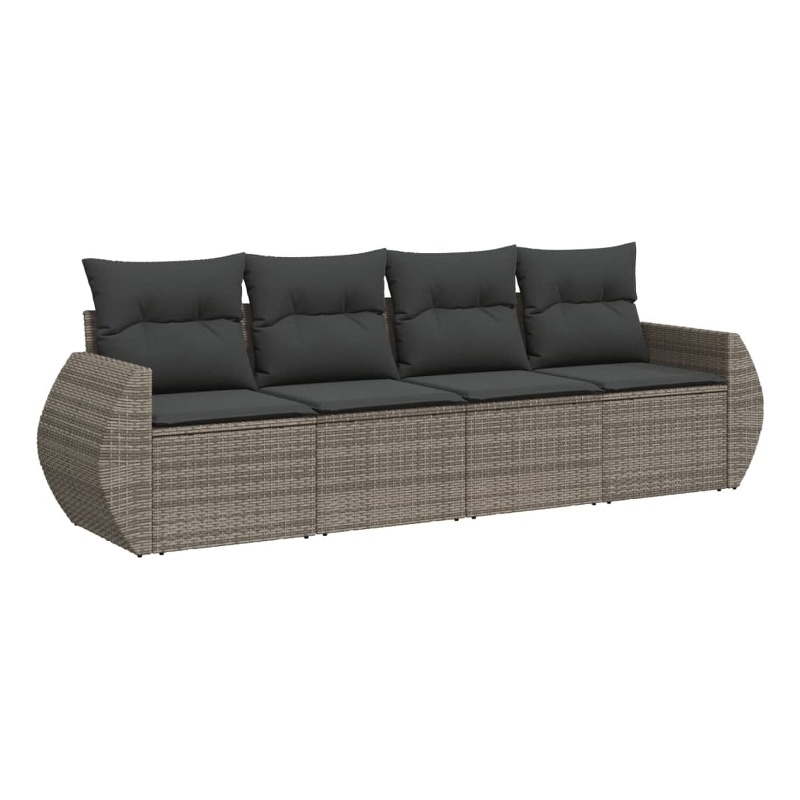 vidaXL Poly Rattan Sofa Set in Gray