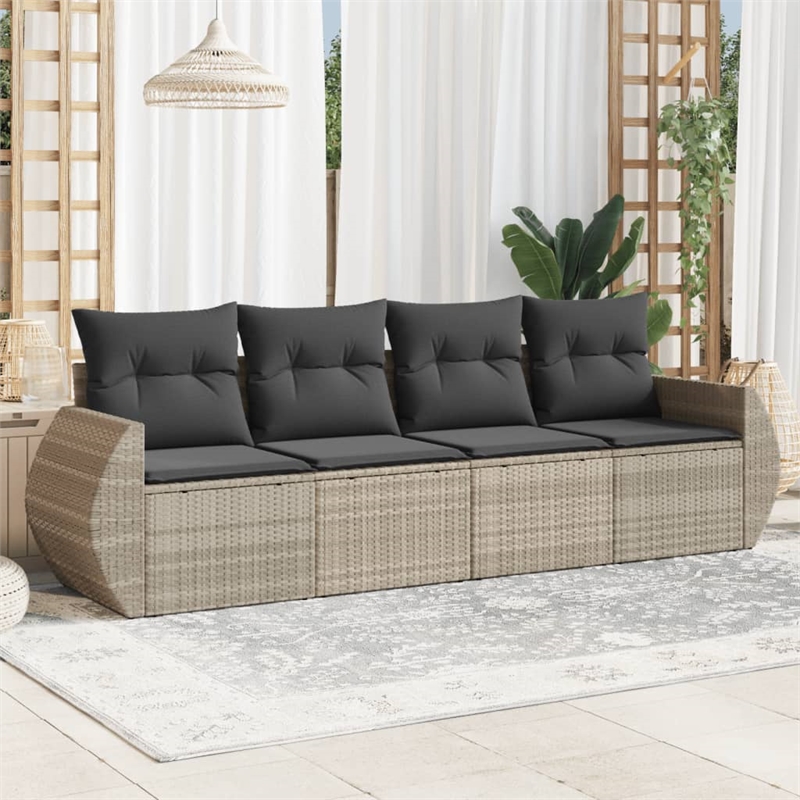 vidaXL 4 Piece Poly Rattan Large Sofa Set in Gray