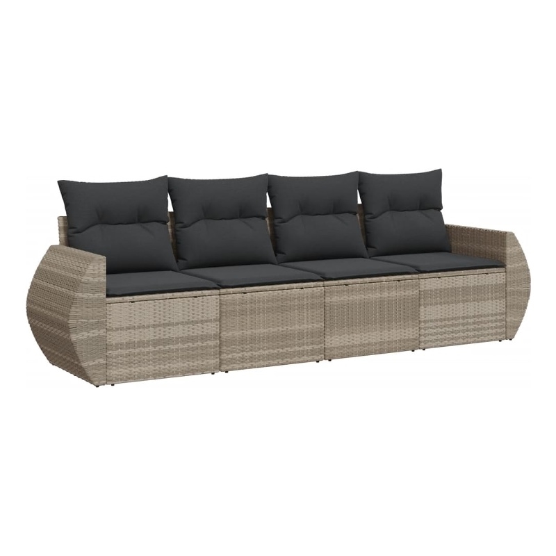 vidaXL 4 Piece Poly Rattan Large Sofa Set in Gray