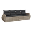 vidaXL 4 Piece Poly Rattan Large Sofa Set in Gray