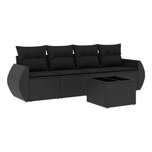 vidaXL 5 Piece Poly Rattan Small Sofa Set in Black