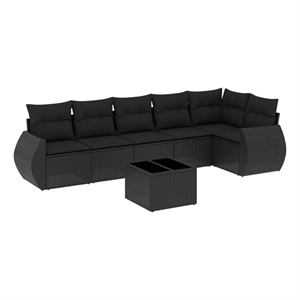 vidaXL 7 Piece Poly Rattan Sofa Set in Black