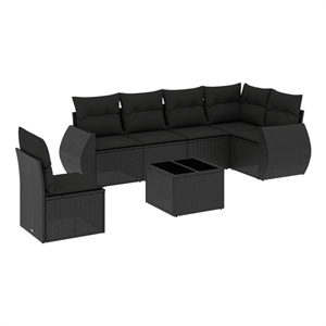 vidaXL 7 Piece Poly Rattan Sofa Set in Black