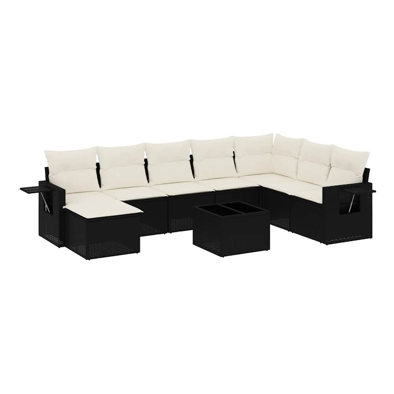 vidaXL 9 Piece Steel Sofa Set in Black/White/Cream