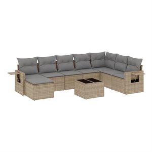 vidaXL 9 Piece Steel Sofa Set in Gray/Beige