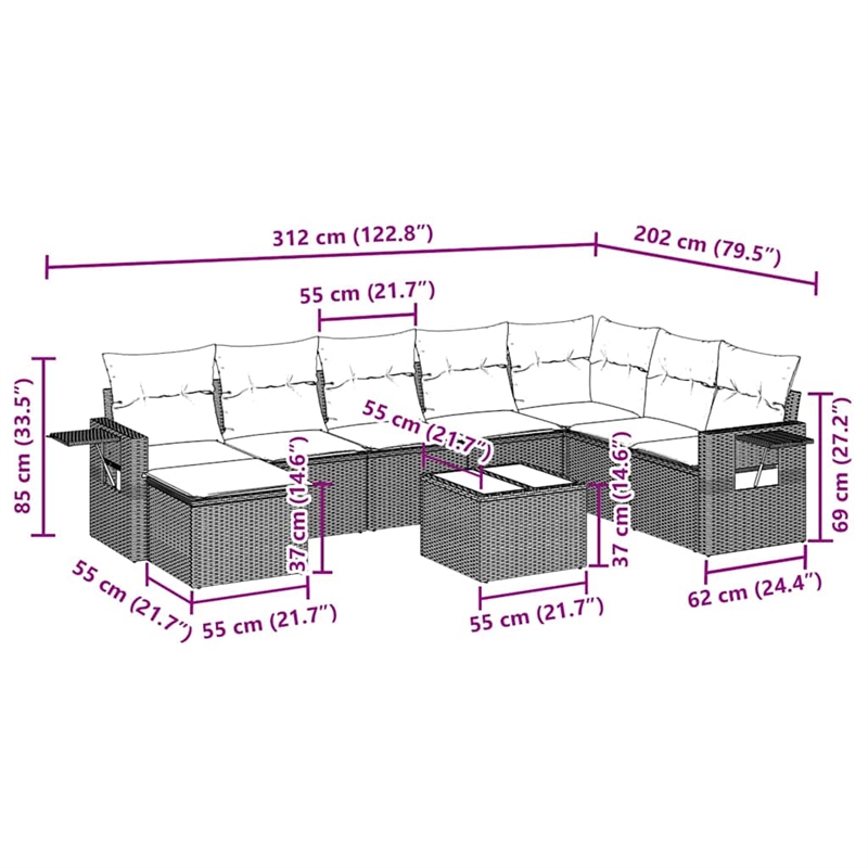 vidaXL Large Sofa Set in Gray