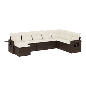 vidaXL 9 Piece Sofa Set in Brown/Cream