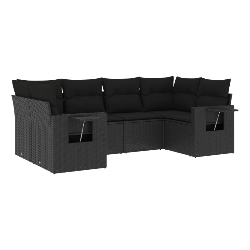 vidaXL 6 Piece Steel Large Sofa Set in Black
