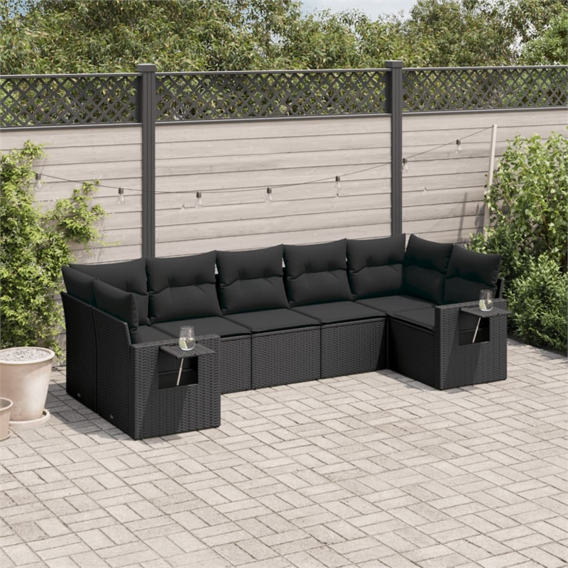 vidaXL 7 Piece Steel Sofa Set in Black