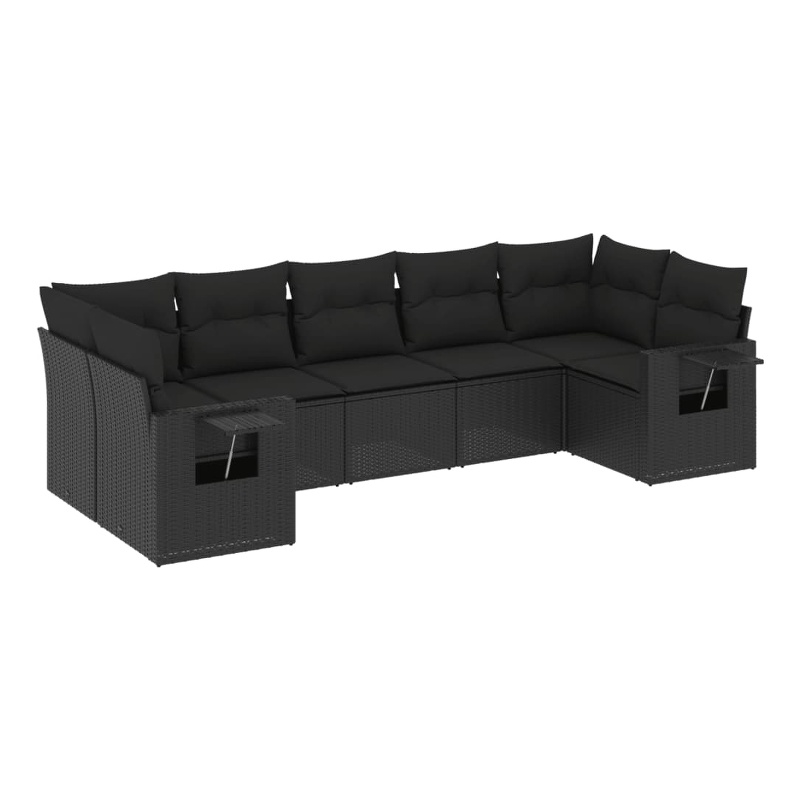 vidaXL 7 Piece Steel Sofa Set in Black