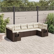 vidaXL 7 Piece Poly Rattan Small Sofa Set in White/Brown/Cream
