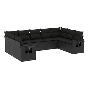 vidaXL 9 Piece Steel Sofa Set in Black
