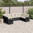vidaXL 9 Piece Steel Small Sofa Set in Black/White/Cream