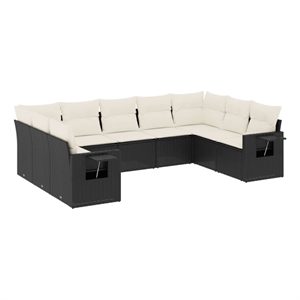 vidaXL 9 Piece Steel Small Sofa Set in Black/White/Cream