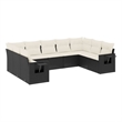 vidaXL 9 Piece Steel Small Sofa Set in Black/White/Cream