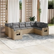 vidaXL 9 Piece Steel Sofa Set in Gray/Beige