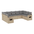 vidaXL 9 Piece Steel Sofa Set in Gray/Beige