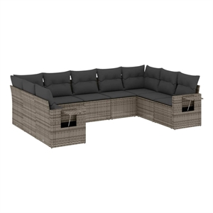 vidaXL 9 Piece Poly Rattan Sofa Set in Gray