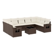 vidaXL 10 Piece Steel Small Sofa Set in Brown