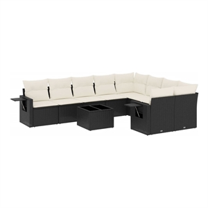 vidaXL 10 Piece Poly Rattan Sofa Set in Black/White/Cream