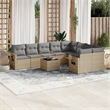 vidaXL 10 Piece Steel Sofa Set in Beige