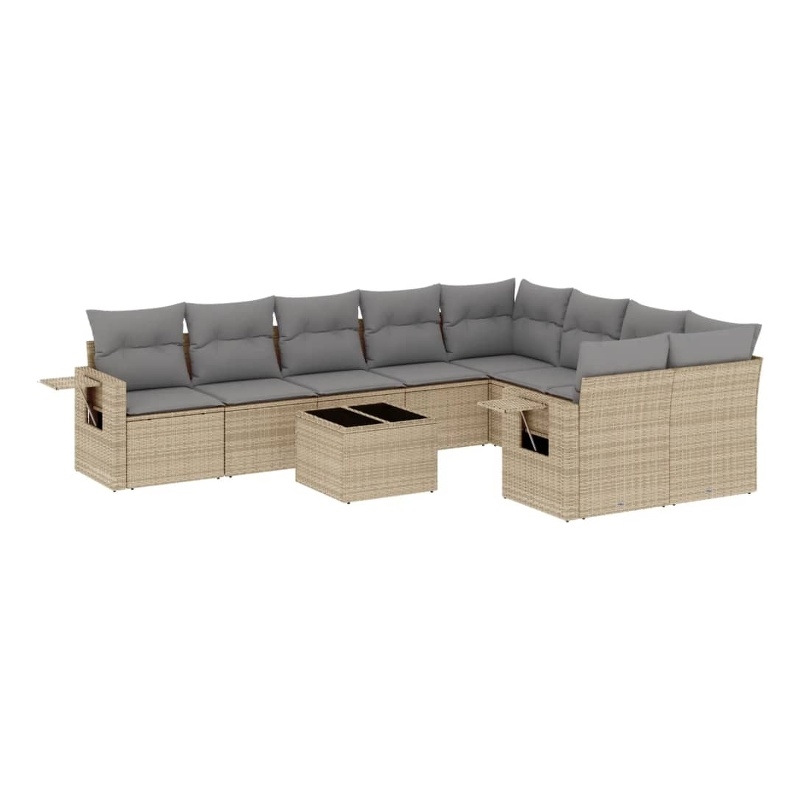vidaXL 10 Piece Steel Sofa Set in Beige
