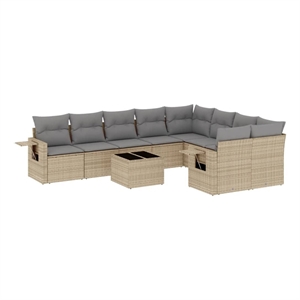 vidaXL 10 Piece Steel Sofa Set in Beige
