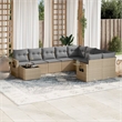 vidaXL 10 Piece Poly Rattan Large Sofa Set in Beige