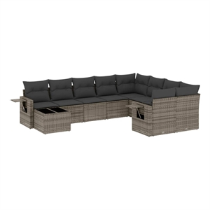 vidaXL 10 Piece Poly Rattan Sofa Set in Gray