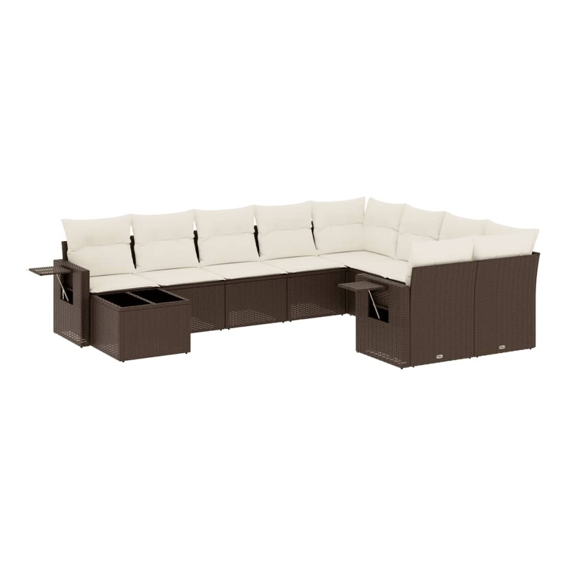 vidaXL 10 Piece Sofa Set in White/Brown/Cream