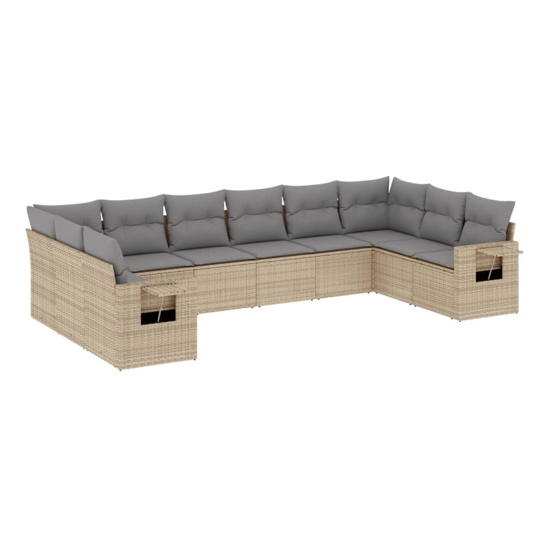 vidaXL 10 Piece Steel Large Sofa Set in Beige