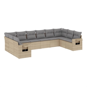 vidaXL 10 Piece Steel Large Sofa Set in Beige
