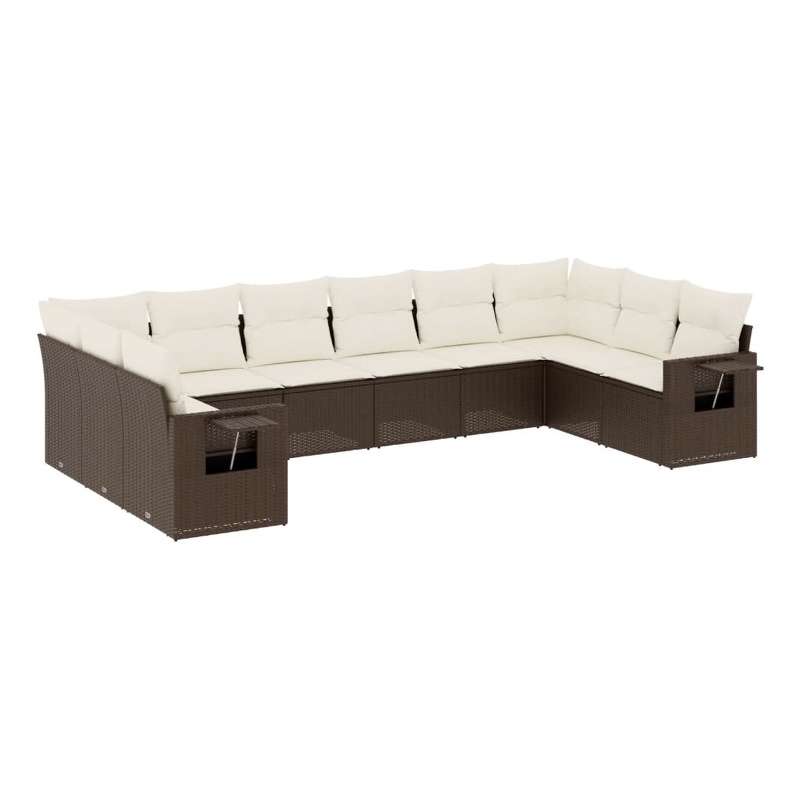 vidaXL Poly Rattan Large Sofa Set in Brown