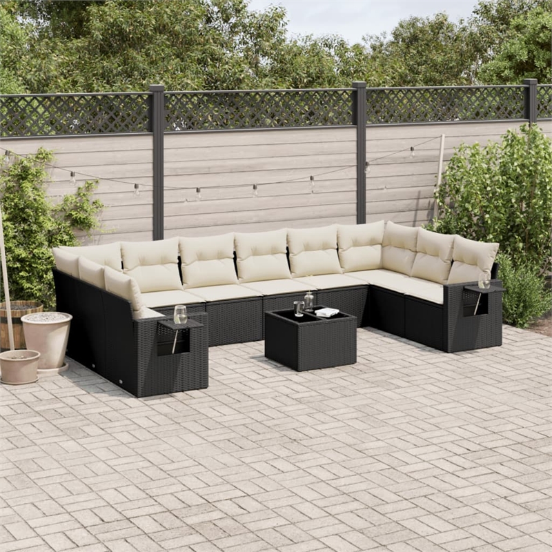 vidaXL 11 Piece Large Sofa Set in Black/White/Cream