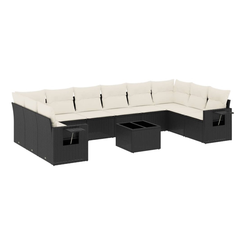 vidaXL 11 Piece Large Sofa Set in Black/White/Cream