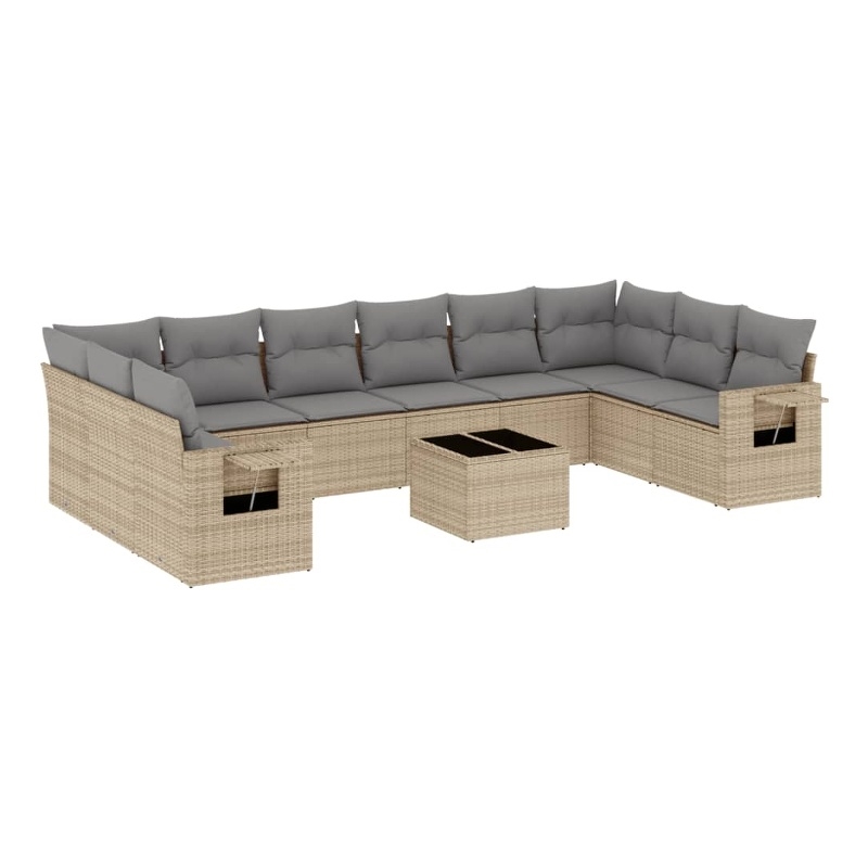 vidaXL 11 Piece Steel Sofa Set in Beige