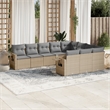 vidaXL 10 Piece Steel Sofa Set in Gray/Beige